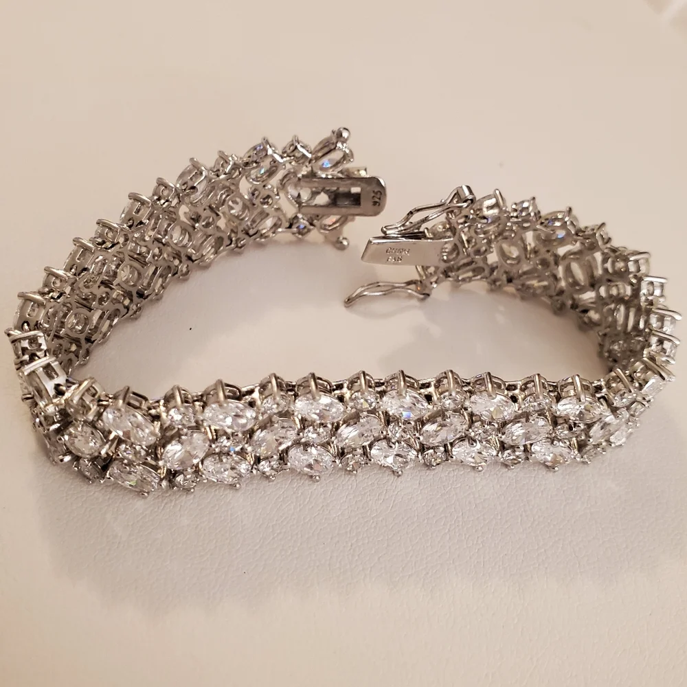 Heavy Sterling Silver Cz Bracelet